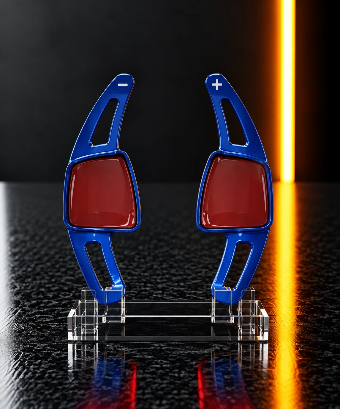Audi carbon-finish paddle shift extension, Blue finish
