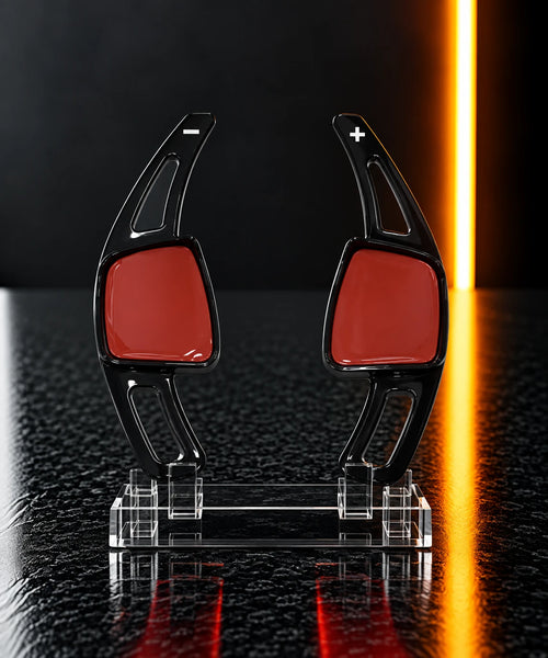 Audi carbon-finish paddle shift extension, Pearl Black finish