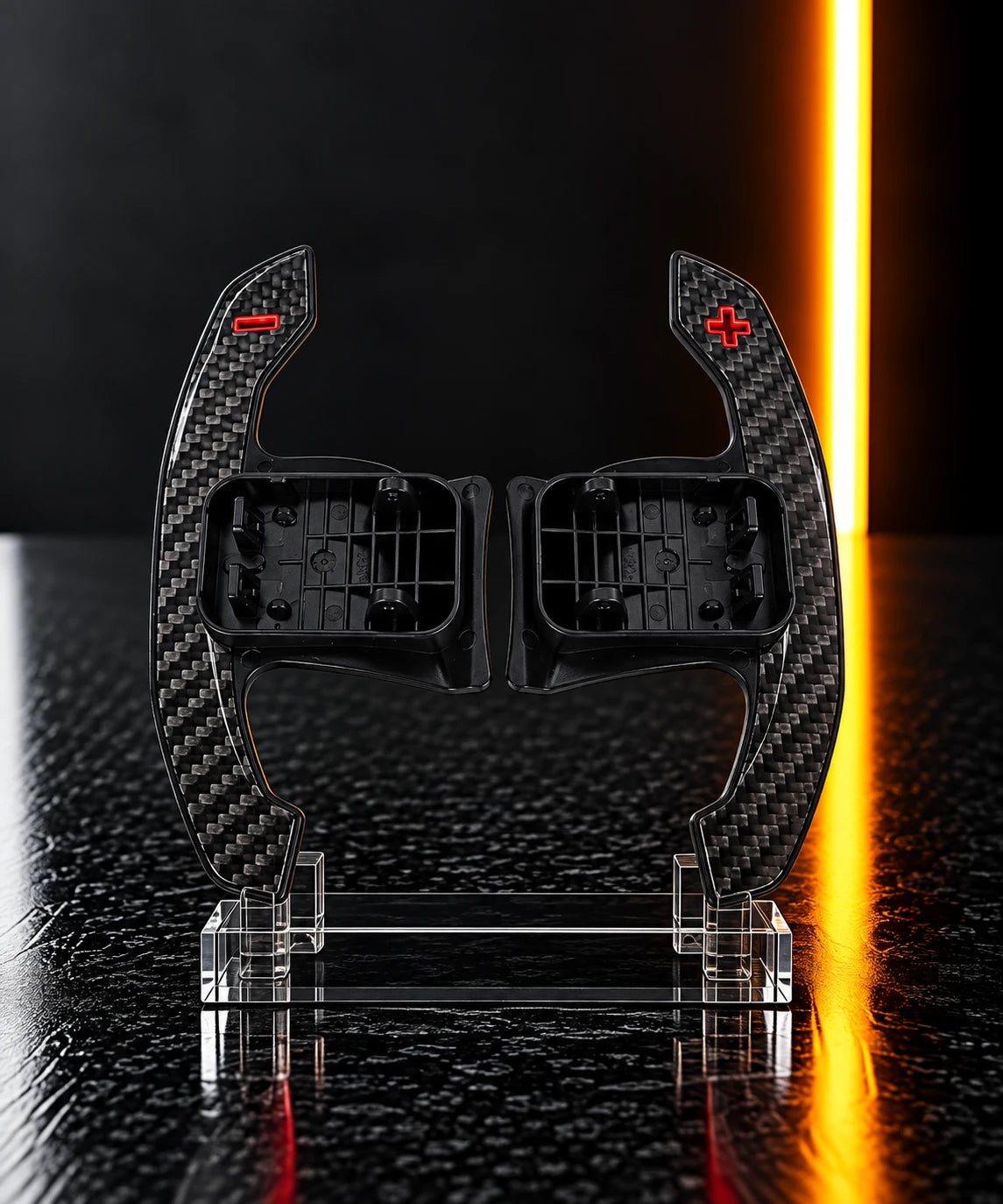 BMW paddle shift extension, rear mounting view
