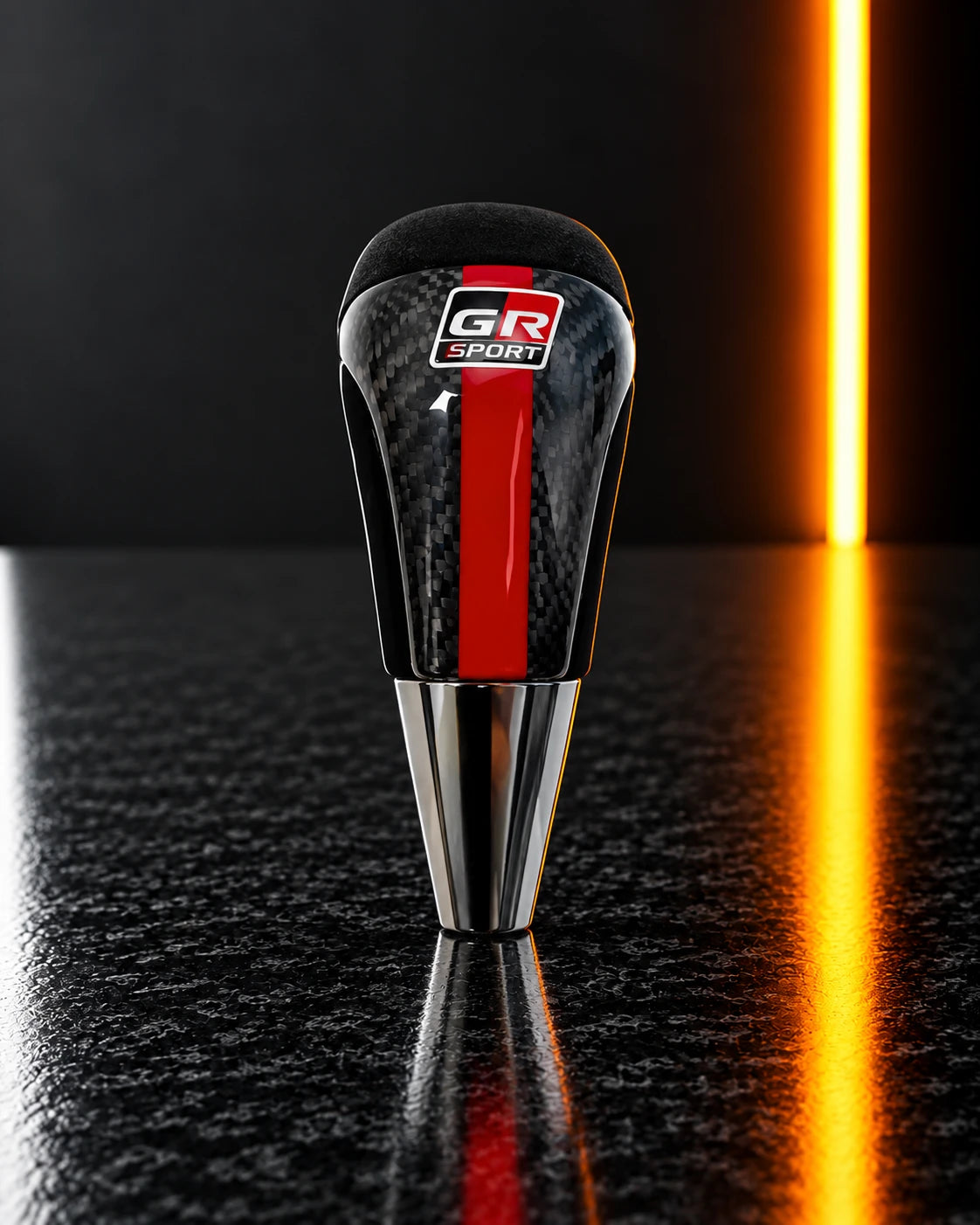 Toyota GR carbon fibre and leather gear shift knob, red finish