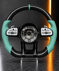 Mercedes-AMG — Carbon Fibre Steering Wheel, Teal Leather Accent