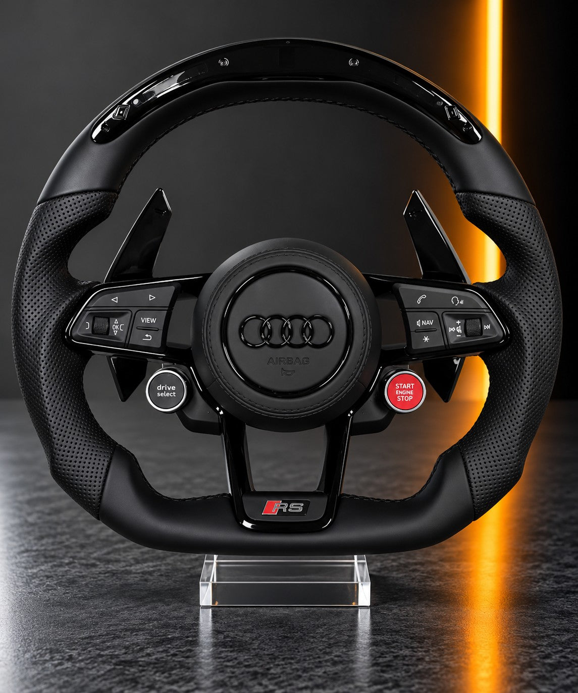 Audi RS — All-Black Leather Steering Wheel