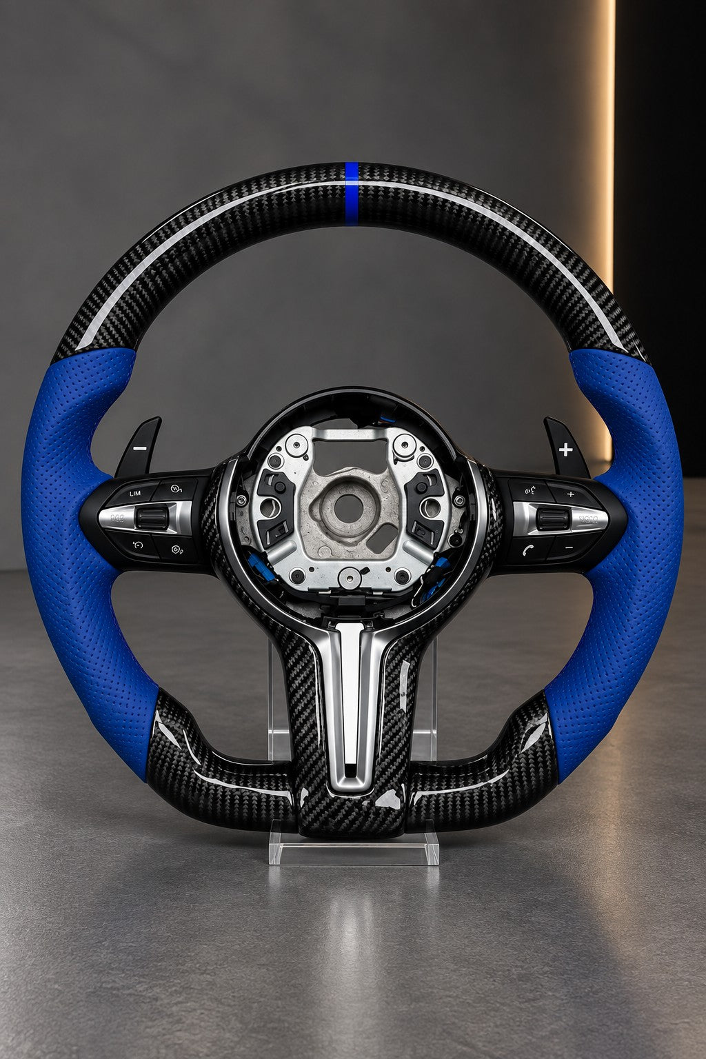 BMW — Carbon Fibre Steering Wheel, Blue Leather Accent