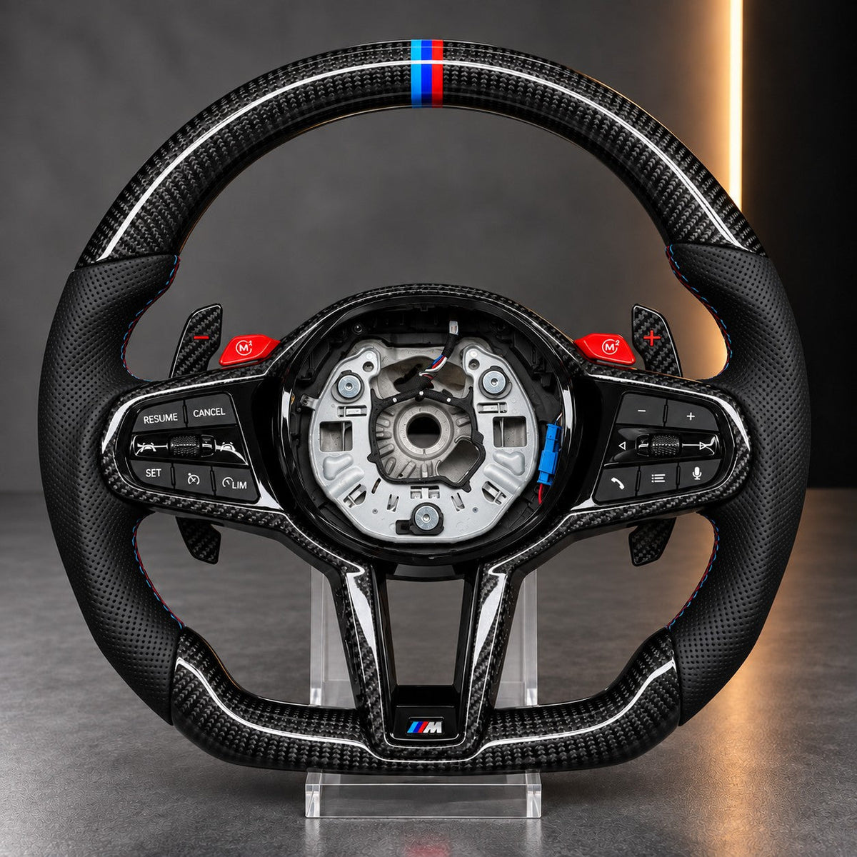 BMW M-Series — Carbon Fibre Steering Wheel, Red Paddles &amp; Chrome
