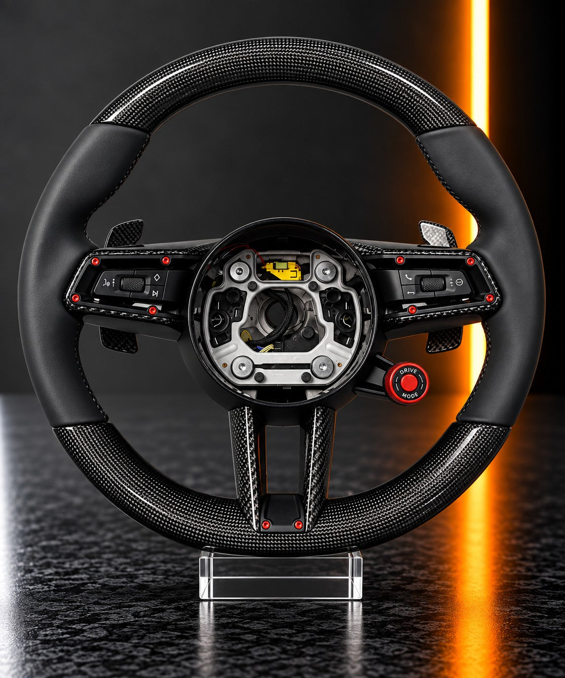 Porsche — Carbon Fibre Steering Wheel, Red Accent Hardware