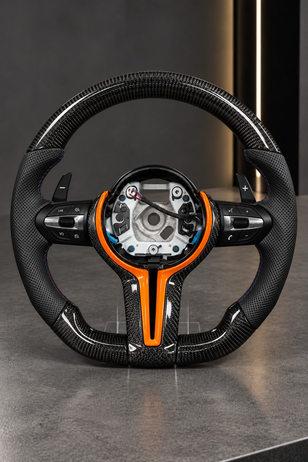 BMW — Carbon Fibre Steering Wheel, Orange Accent