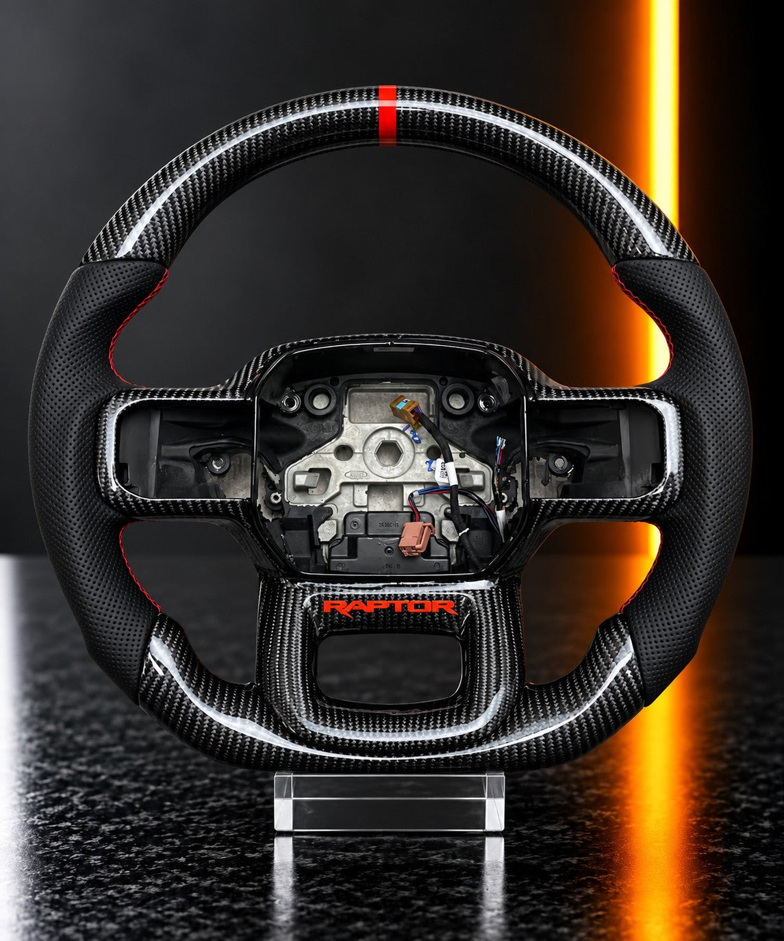 Ford Ranger Raptor — Carbon Fibre Steering Wheel, Red Stripe